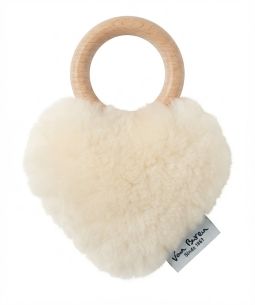 Van Buren Lambskin Buurtje Rattle Heart White