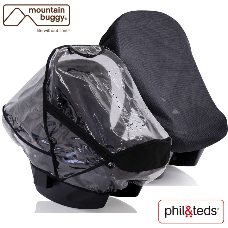 Rain Cover and Mosquitonet for the Mountain Buggy Protect and Phil&Teds Alpha Car Seat